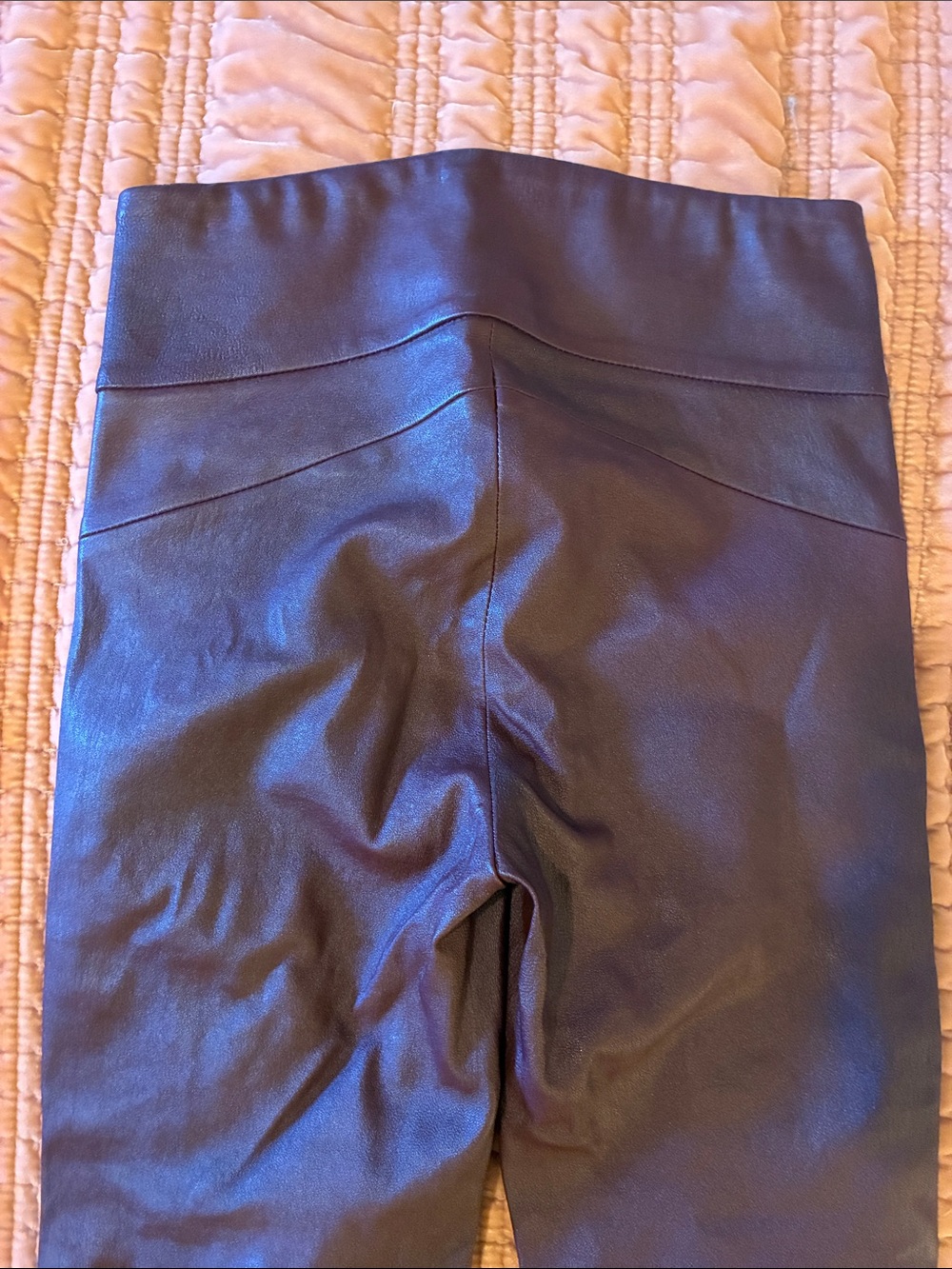 Lamarque burgundy red moto leather zip hem slim pants/leggings 13” waist - Picture 4 of 10
